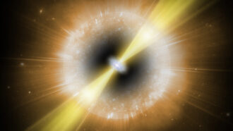 illustration of a Cow-like supernova with yellow hues