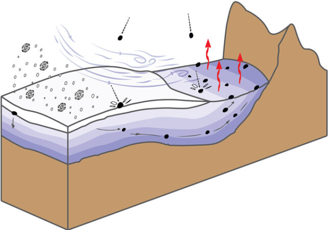 diagram showing how meteorite hot spots form in Antarctica