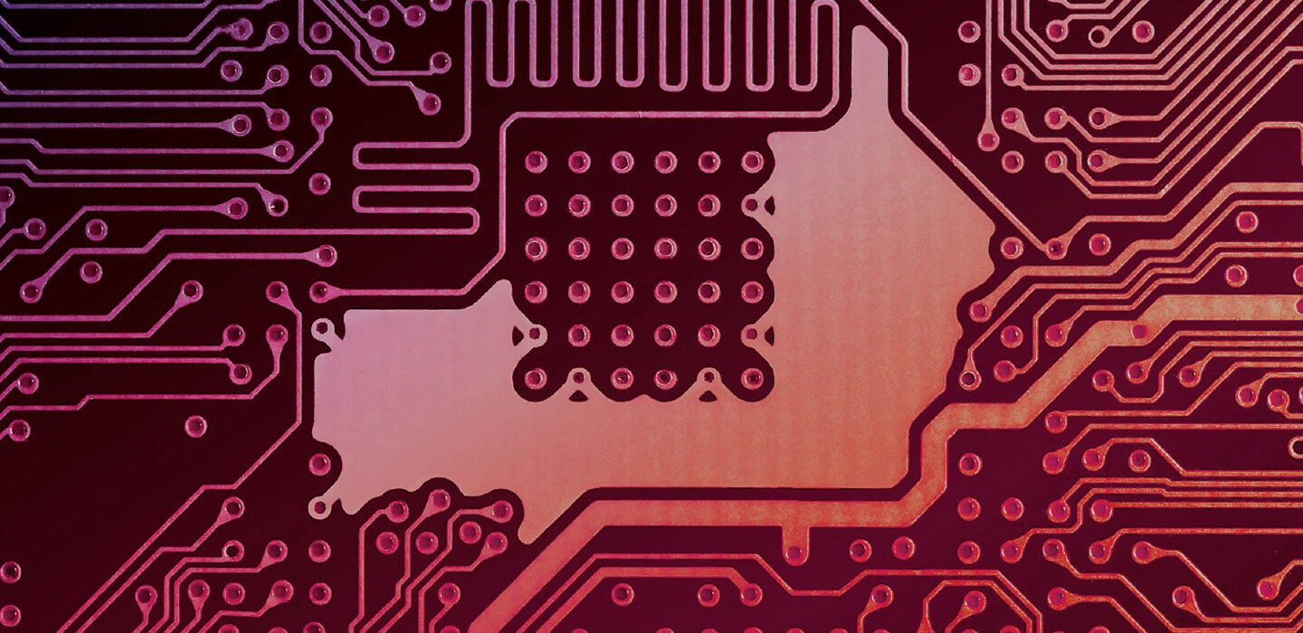 image of a computer chip with red hues