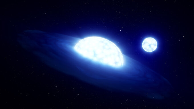 illustration of two blue stars in star system HR 6819