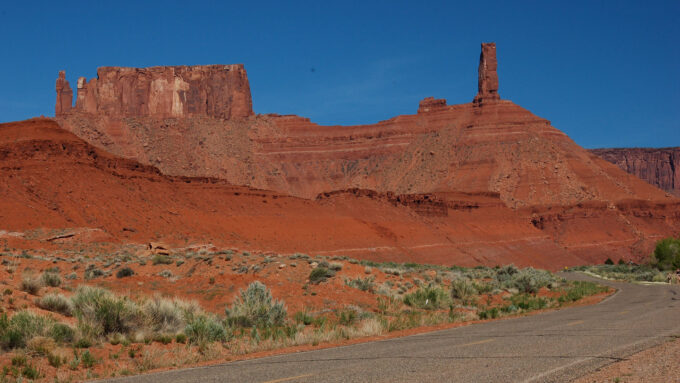 Castleton Tower, a sandstone formation near Moab, Utah