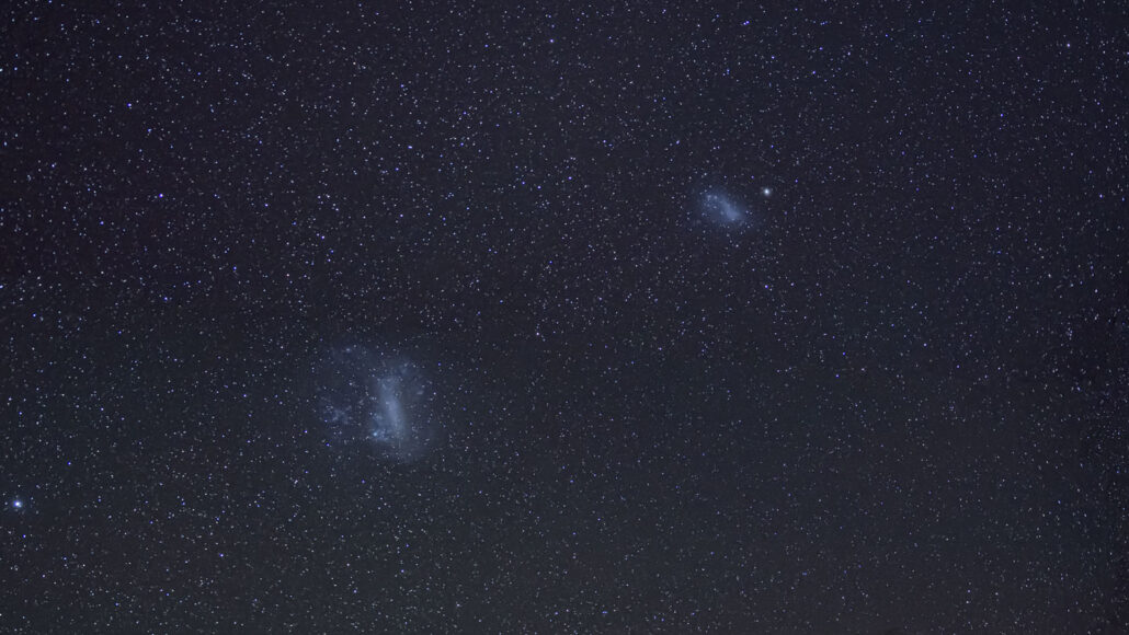 two Magellanic clouds in the night sky over Mayasia