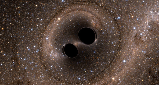 illustration of two black holes about to collide