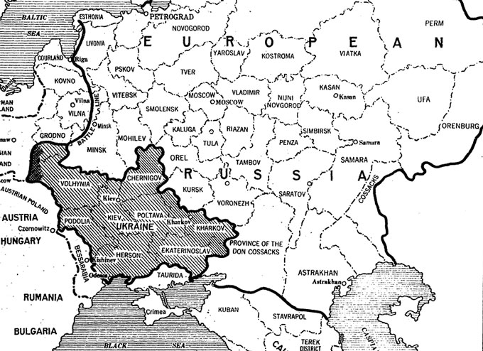 1918 map of Ukrainian People's Republic