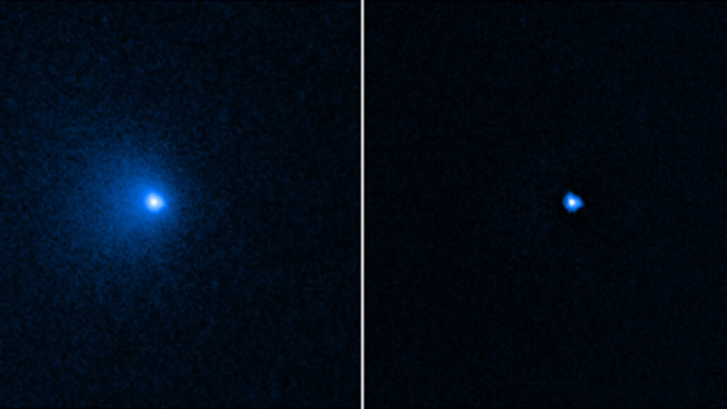 images of comet Bernardinelli-Bernstein with its dust cloud and of its nucleus alone