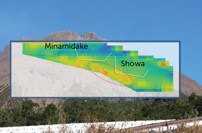 Sakurajima volcano with a muography image overlay
