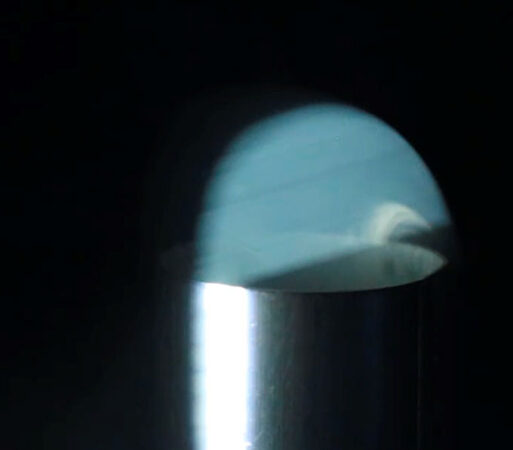 image of a hemisphere of vibrating air forming above a playing organ pipe