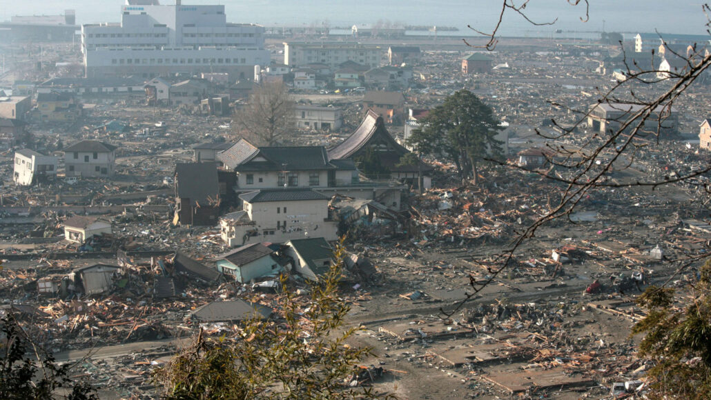 the city of Otsuchi, Japan after a devastating earthquake