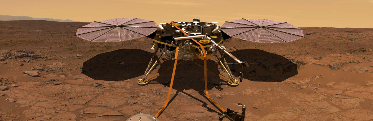 An artist’s rendition of the lander on the surface of Mars.