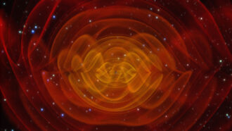 illustration of gravitational waves from merging black holes