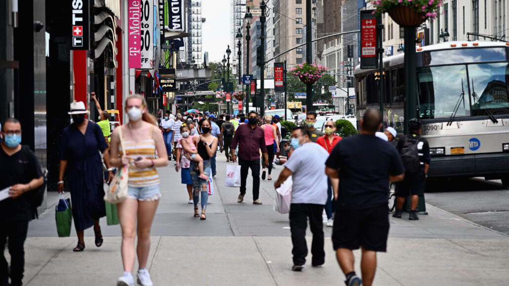 People wearing masks in New York City