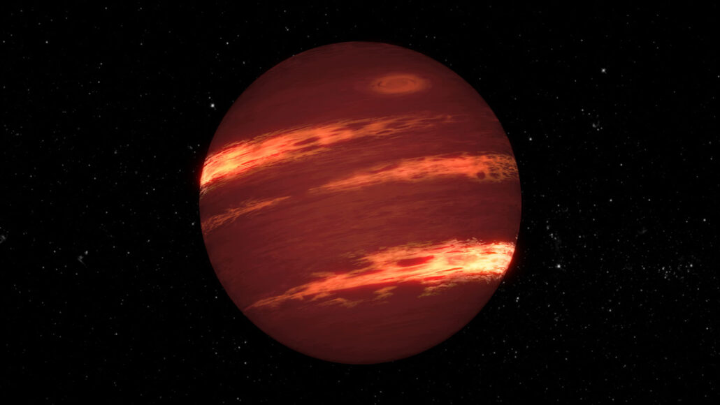 a brown dwarf, a failed star, illustrated against a black background