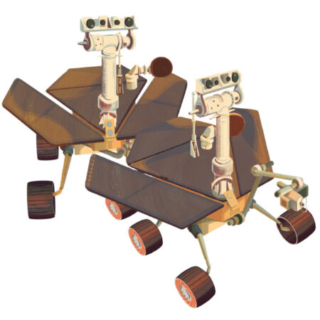 illustration of the Spirit and Opportunity rovers