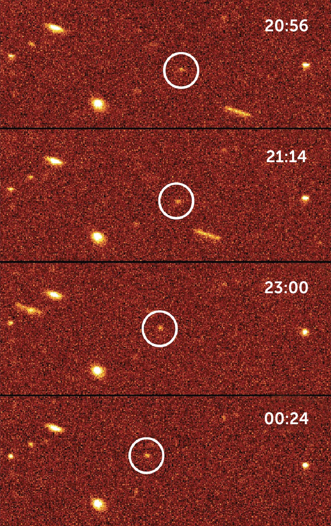 Tiмe-staмped series of images showing 1992 QB1