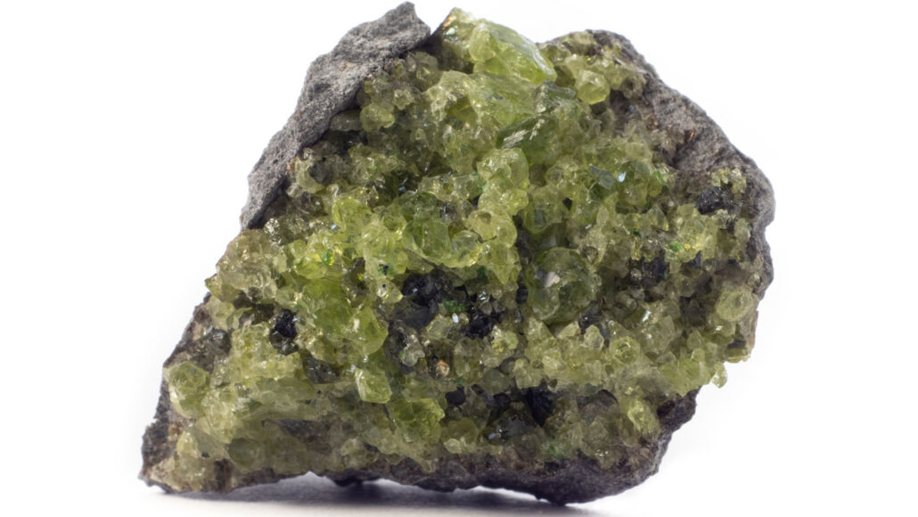 a rock that contains the yellow-green mineral olivine