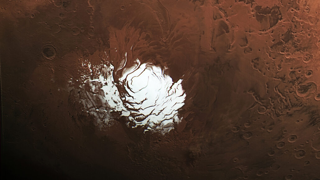 image of Mars’ soυth polar ice cap