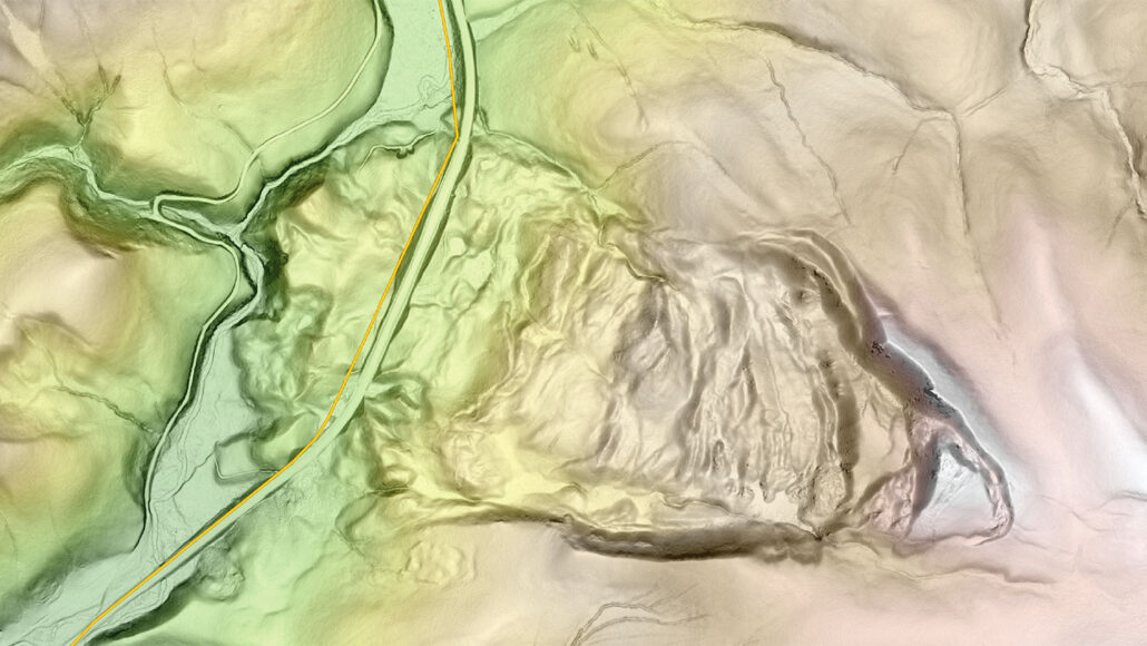 An elevation map of Montana near Yellowstone National Park with high elevation on the right and low elevation on the left