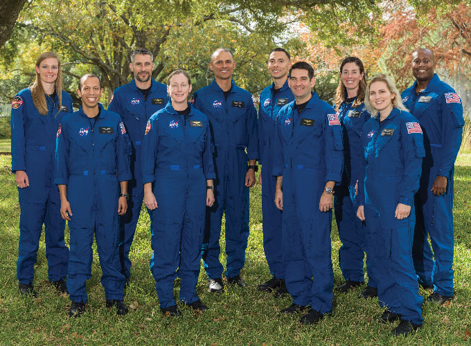 A photo of the 10 astronaut candidates for 2022 in their blue flightsuits