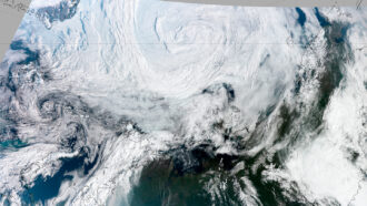 A satellite view of an arctic cyclone taken in August 2012.