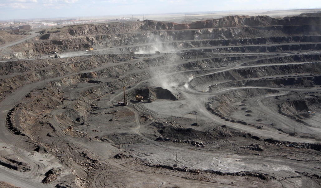 An aerial view of part of the Bayan Obo mine in China’s Inner Mongolia region
