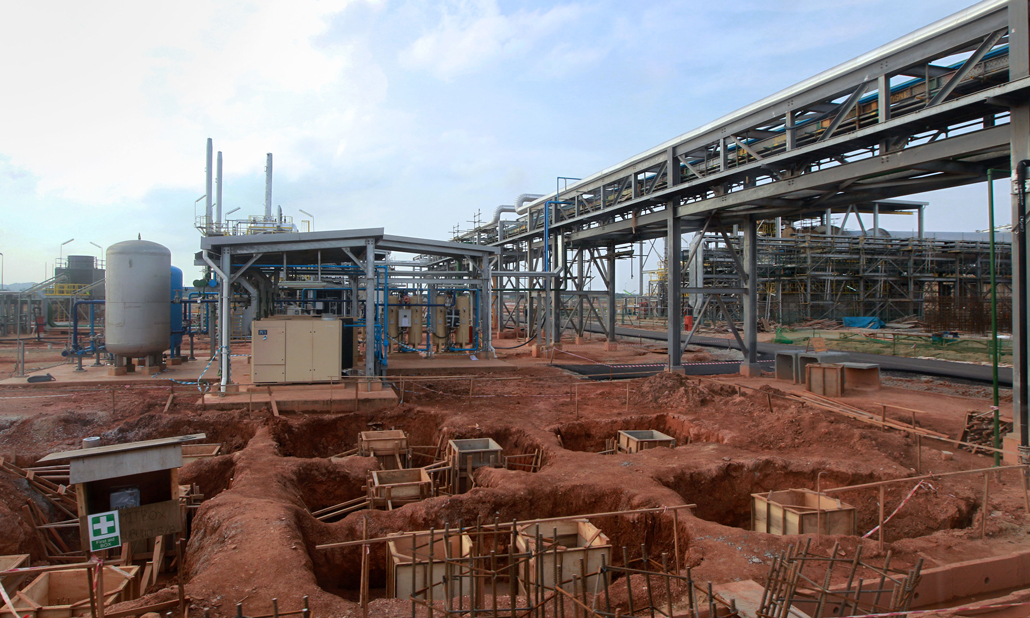 A photo of machinery at a plant near Kuantan, Malaysia built by Australian company Lynas