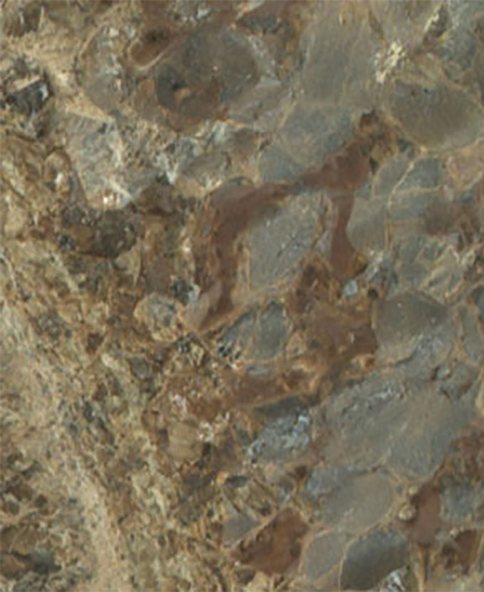 Closeup of abraded rock from Mars
