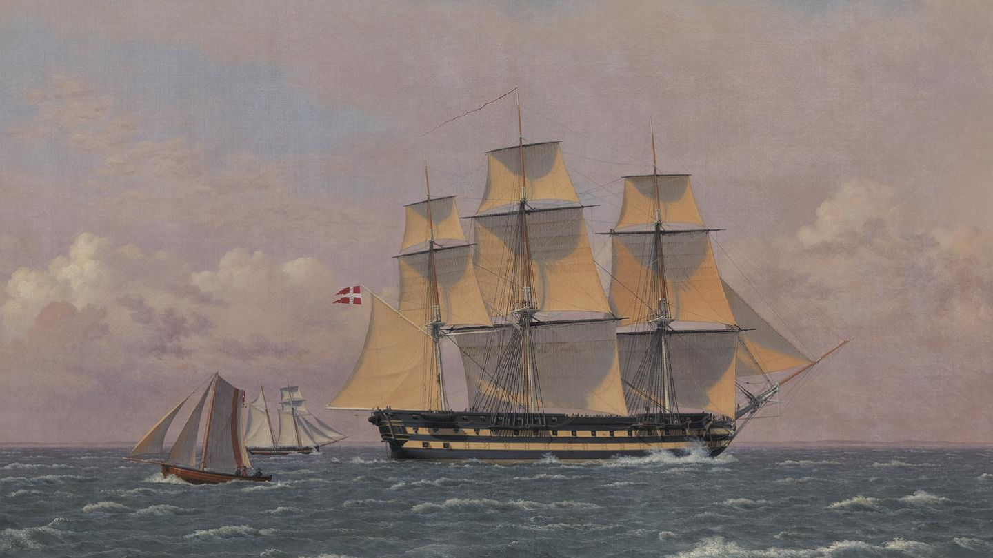 The 1834 painting The 84-Gun Danish Warship 