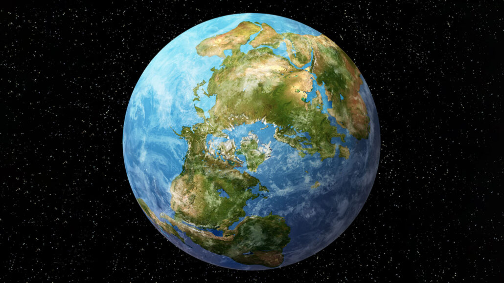 illustration of earth showing the Amasia supercontinent