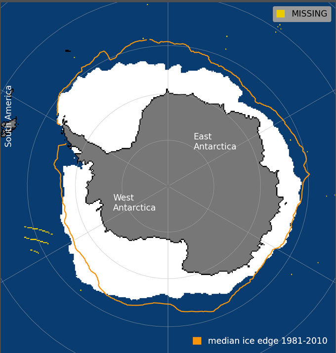 Map of sea ice surrounding Antarctica