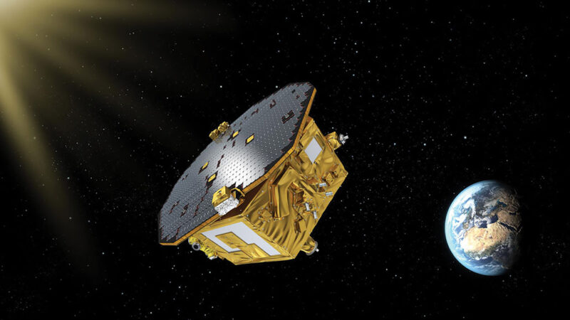 An illustration of the spacecraft being used in the LISA Pathfinder mission.