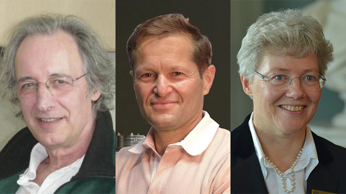 An image of the three 2023 Nobel Prize in physics winners. From left to right Pierre Agostini, Ferenc Krausz and Anne L’Huillier.