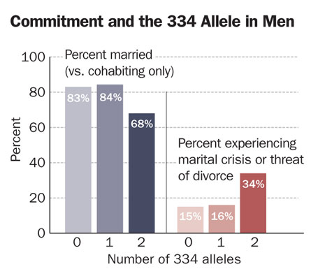 A particular gene variant seems to predispose men to relationship issues.
