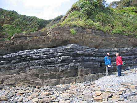 Rock formations that include both marine and terrestrial sediments, such as these 400-million-year-old strata in Brittany, France, yield insight into ancient fluctuations in sea level.