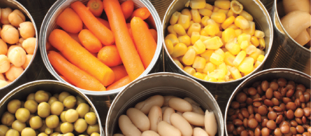 variety of opened canned vegetables