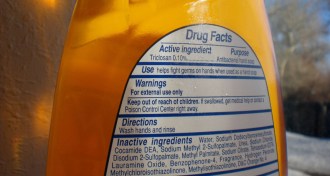 soap label showing triclosan as ingredient