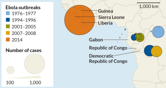 map of the 2014 Ebola outbreak in west Africa