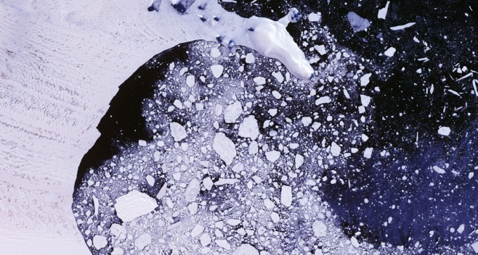 satellite image of Larsen B ice shelf in Antarctica