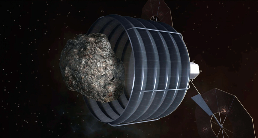 bagging an asteroid, illustration