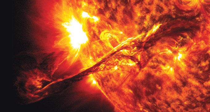 long filament of plasma from sun