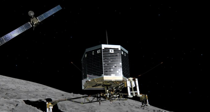 Illustration of lander on surface of comet 67P