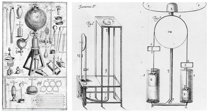 illustrations of Robert Boyle's air pumps
