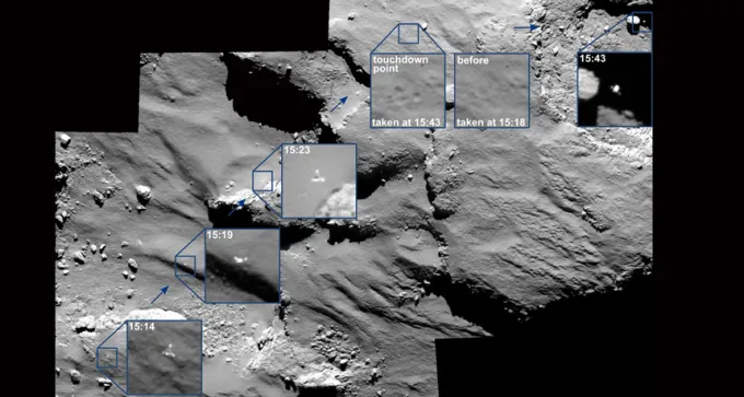 mosaic image of Philae's landing