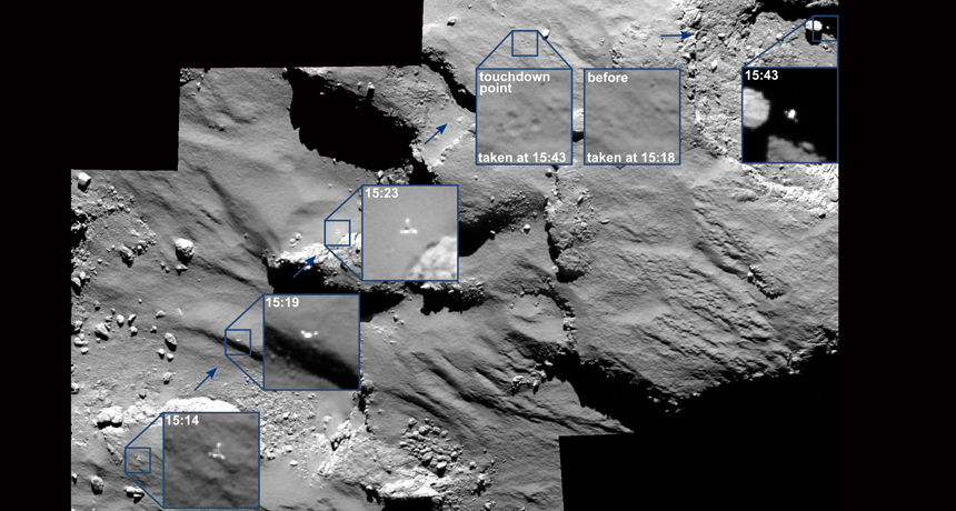 mosaic image of Philae's landing