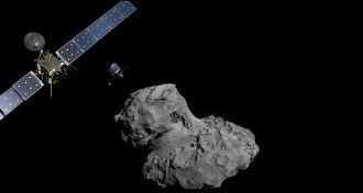 Rosetta and Philae at comet 67P, illustration