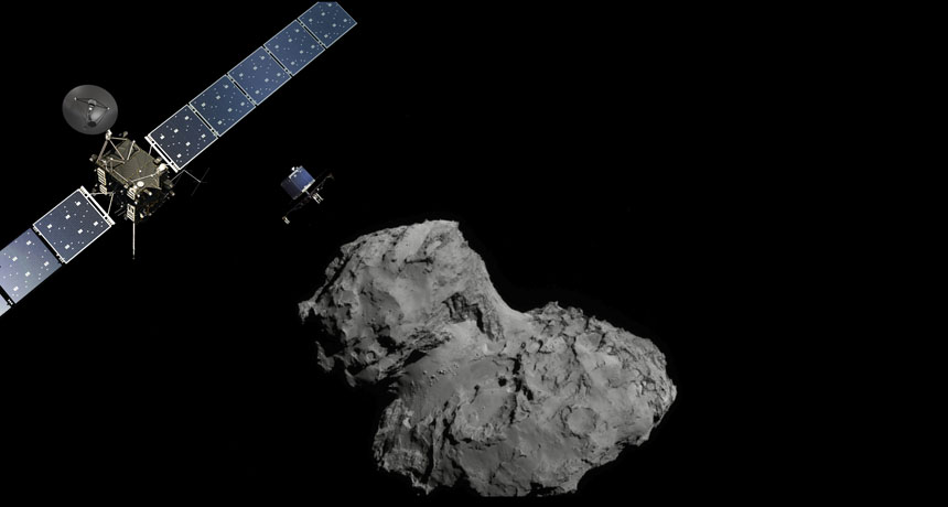 Rosetta and Philae at comet 67P, illustration