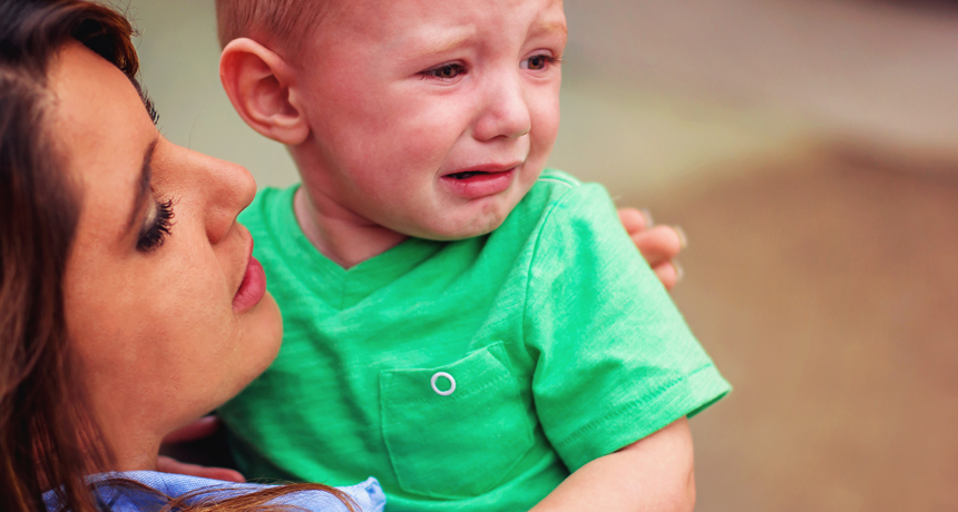 crying child and mother