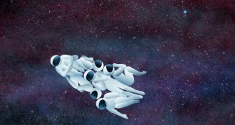 illustration of closely knit astronaut team