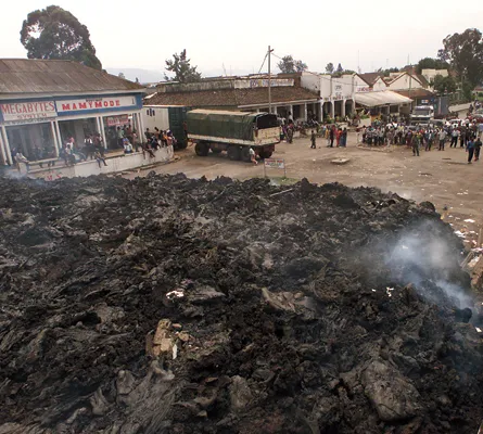 Lava flows in Goma after 2002 eruption of Mount Nyiragongo
