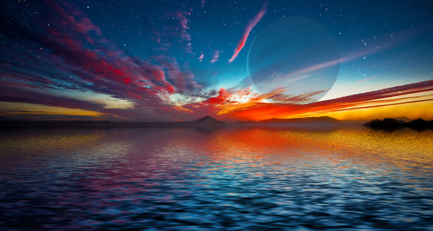 Deep oceans on rocky planets, illustration