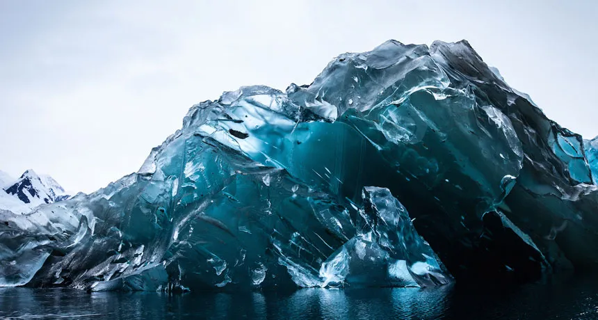 inverted iceberg in Cierva Cove, Antarctica